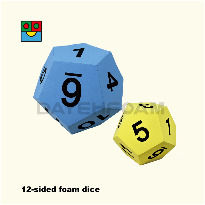 Jumbo 12-Sided EVA Foam Dice, number 1-12